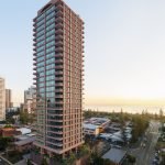 Eveleigh’s 24-storey tower in Broadbeach has surpassed $100 million in sales, with construction now underway ahead of its targeted 2028 completion.
